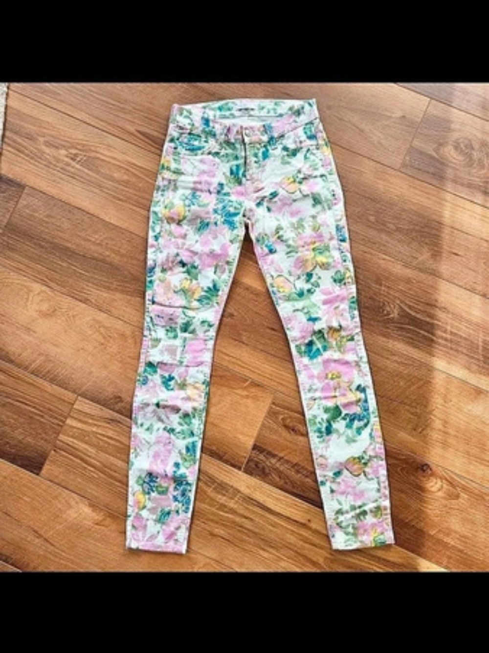7 For All Mankind Floral Skinny Jeans Waist 24 Like New